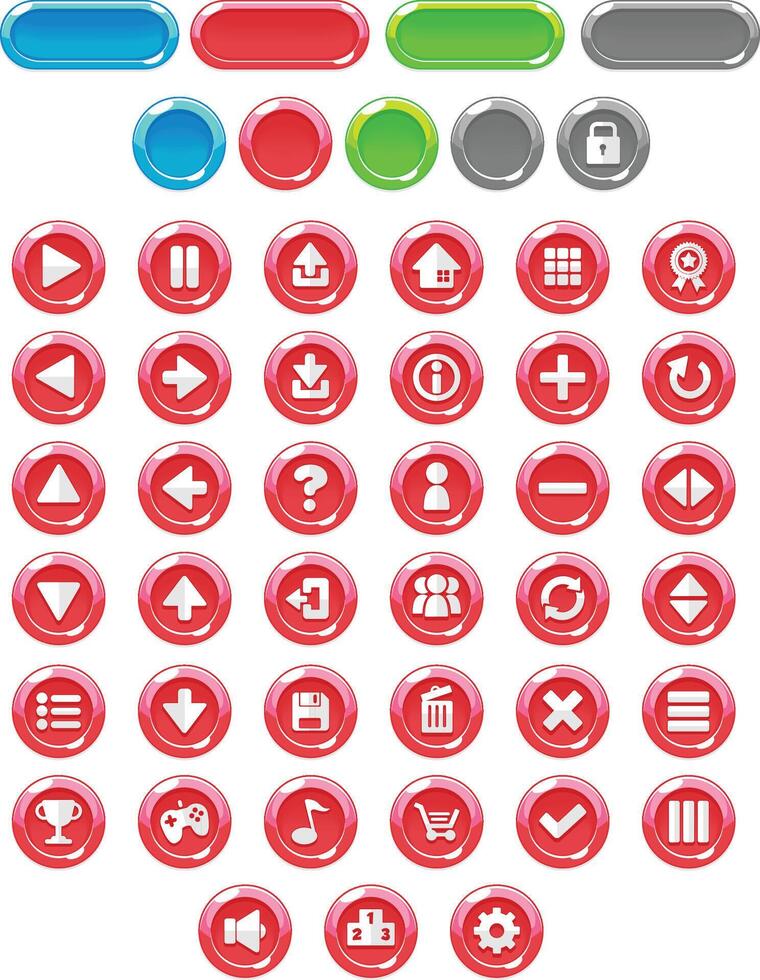 Red Casual Cartoon Game UI Button vector