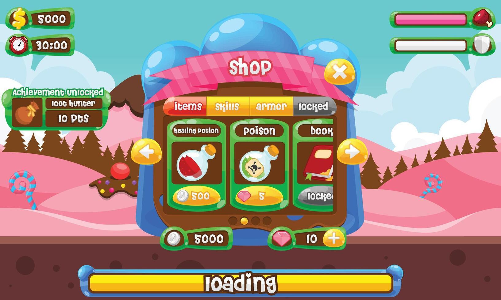 Casual Jelly Candy Game User Interface vector