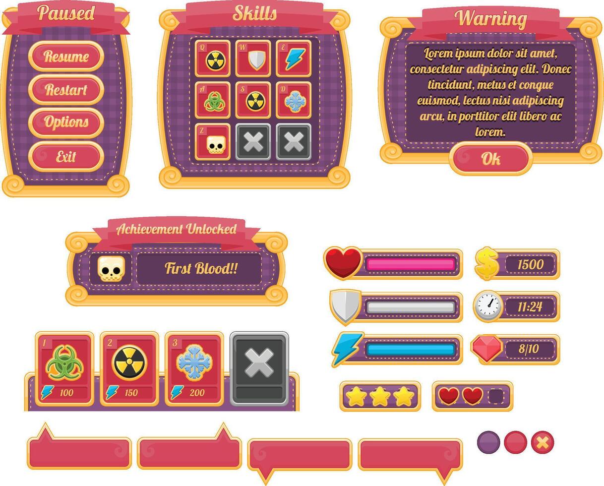 Halloween Horror Game UI Window Panel vector