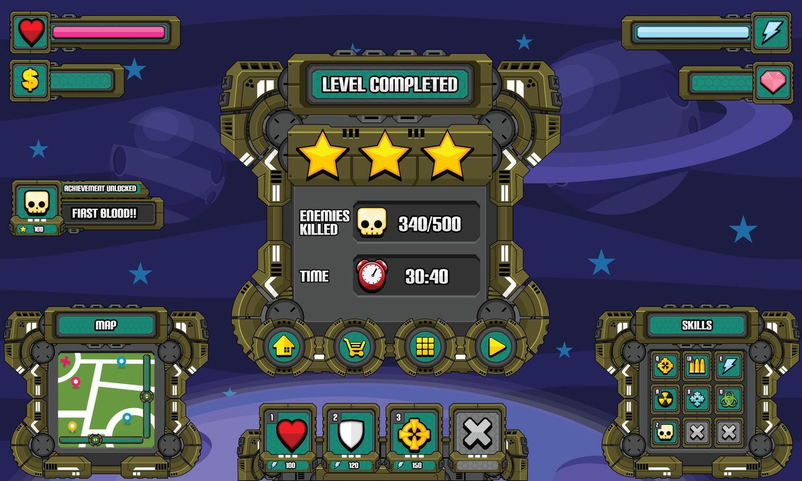 Sci-fi Robot Mech Techno Game User Interface vector