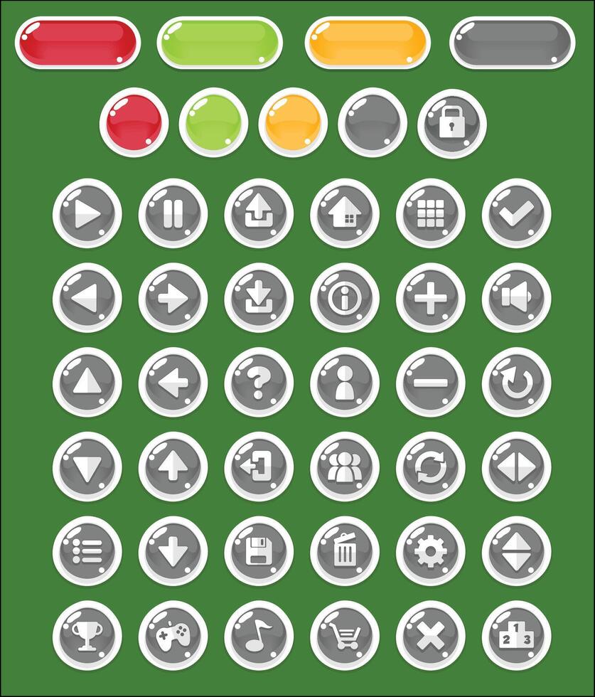 Gray Casual Candy Game UI Button vector