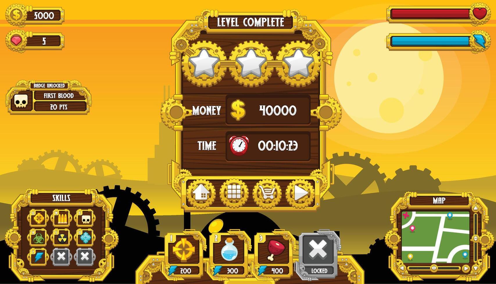 Steampunk Game User Interface vector