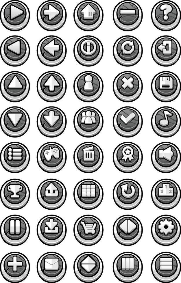 Gray Fantasy RPG Medieval Wood Game UI Button vector