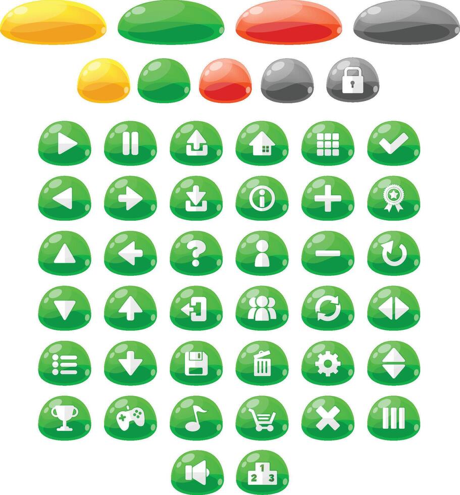 Green Jelly Casual Game UI Button Pack vector
