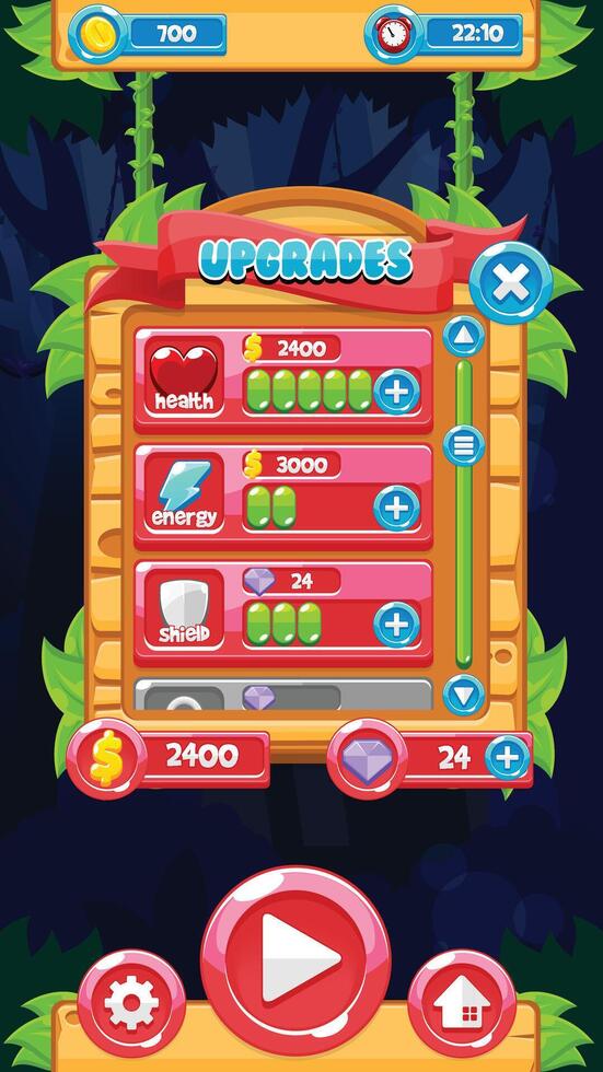 Casual Jungle Game User Interface Market Window vector