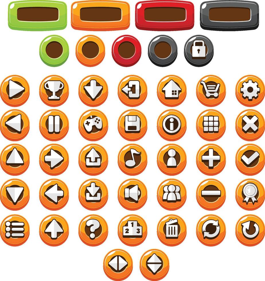 Orange Casual Candy Game UI Button vector