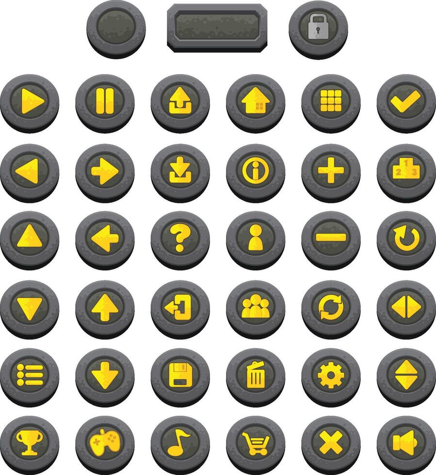 Yellow Medieval RPG Fantasy Game Button vector