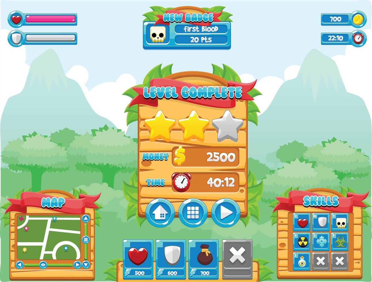 Jungle Nature Wood Game User Interface vector