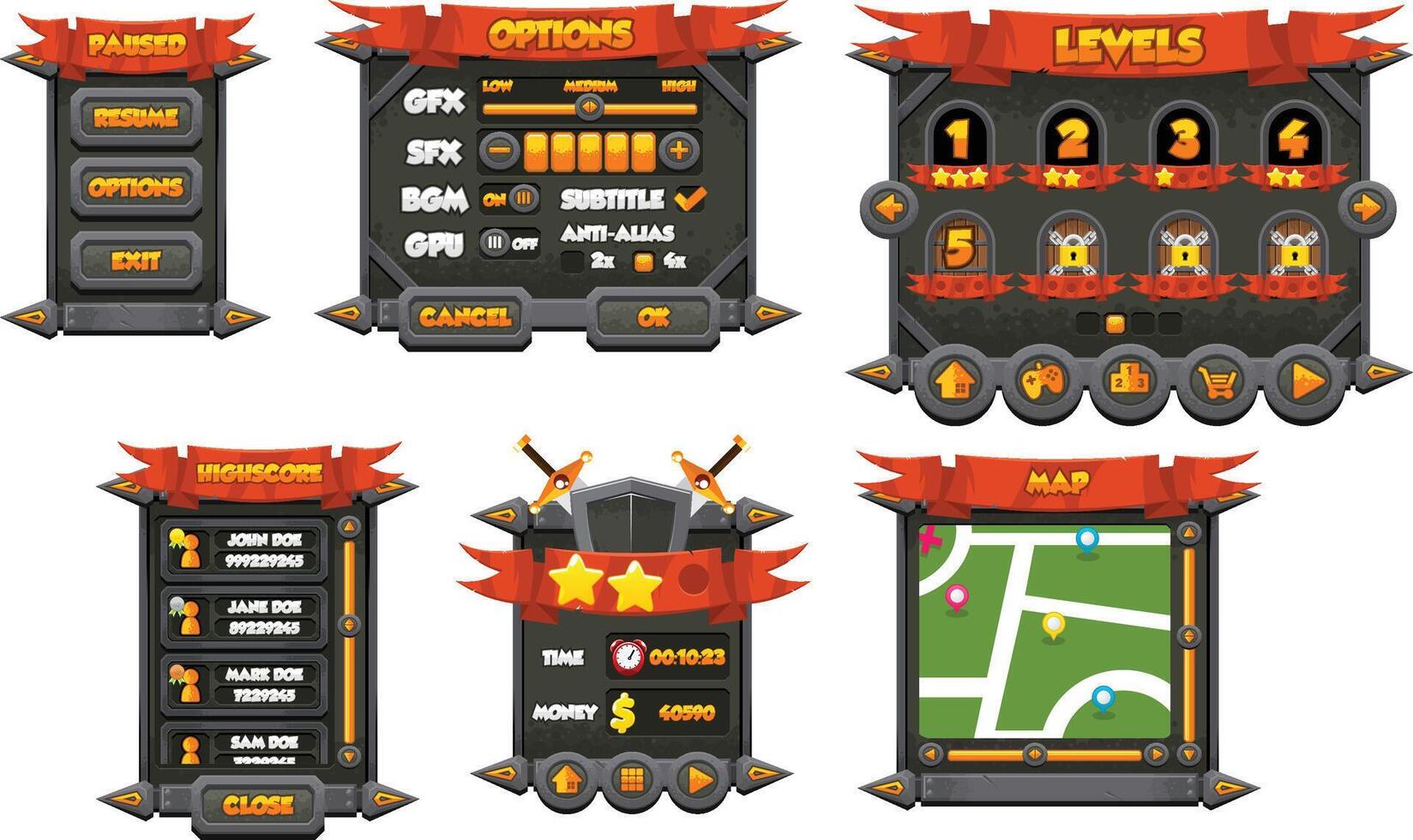 Medieval Fantasy RPG Game UI Window Panel vector