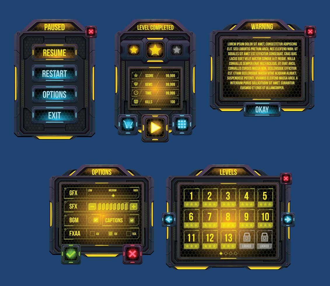 Sci-fi Game User Interface Window Panel vector