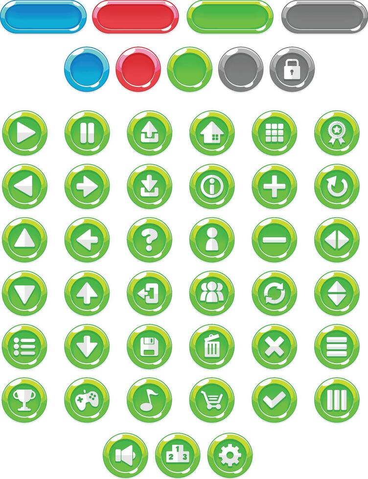 Green Casual Cartoon Game UI Button vector