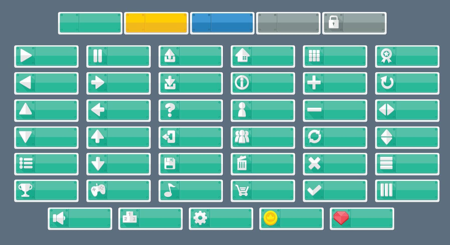 Minimalist Casual Game UI Button Pack vector
