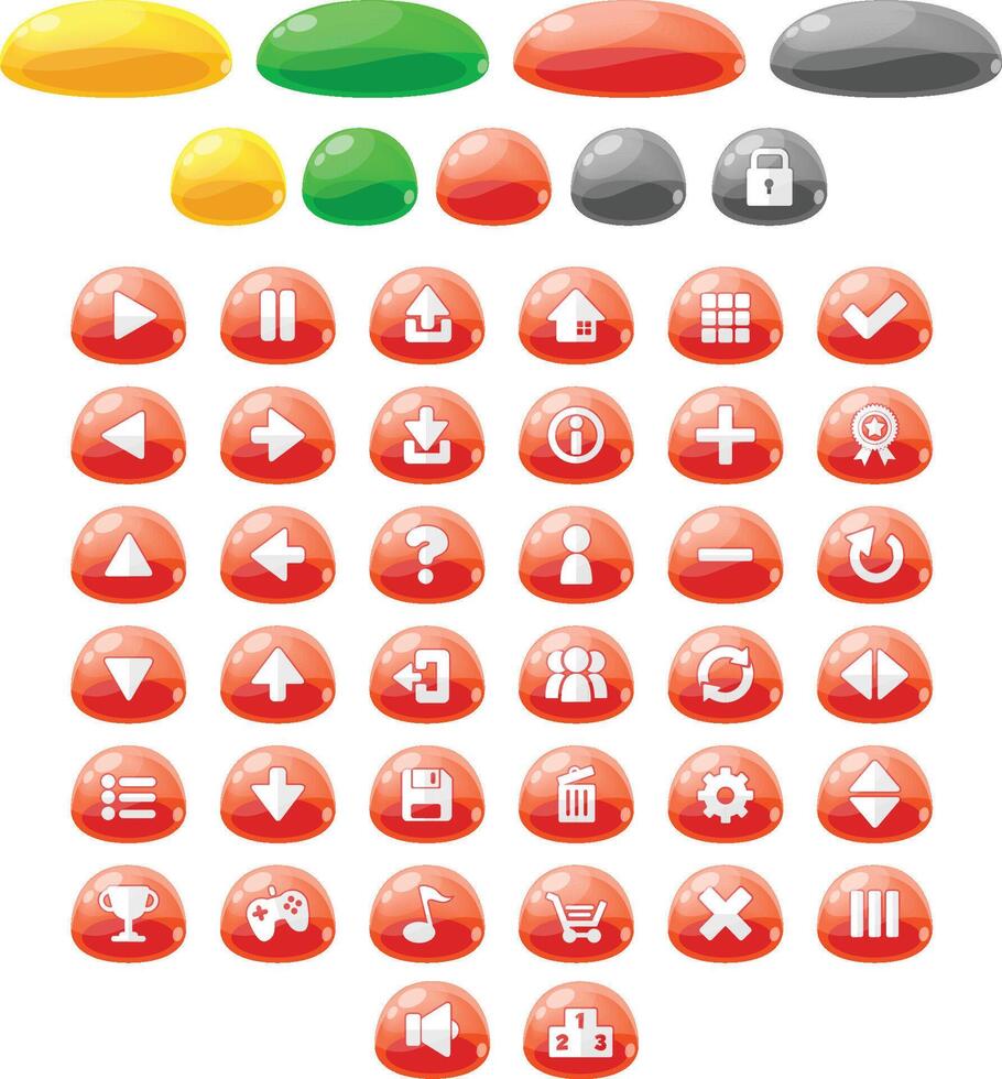 Red Jelly Game UI Button Pack vector