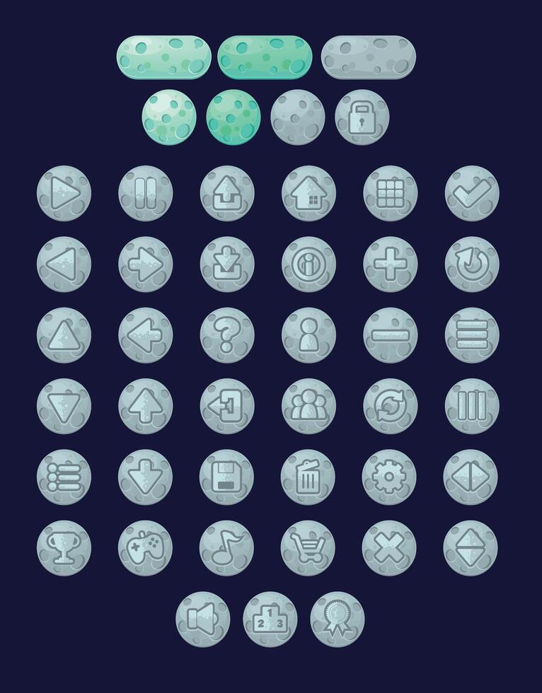 Gray Casual Space Game UI Button vector