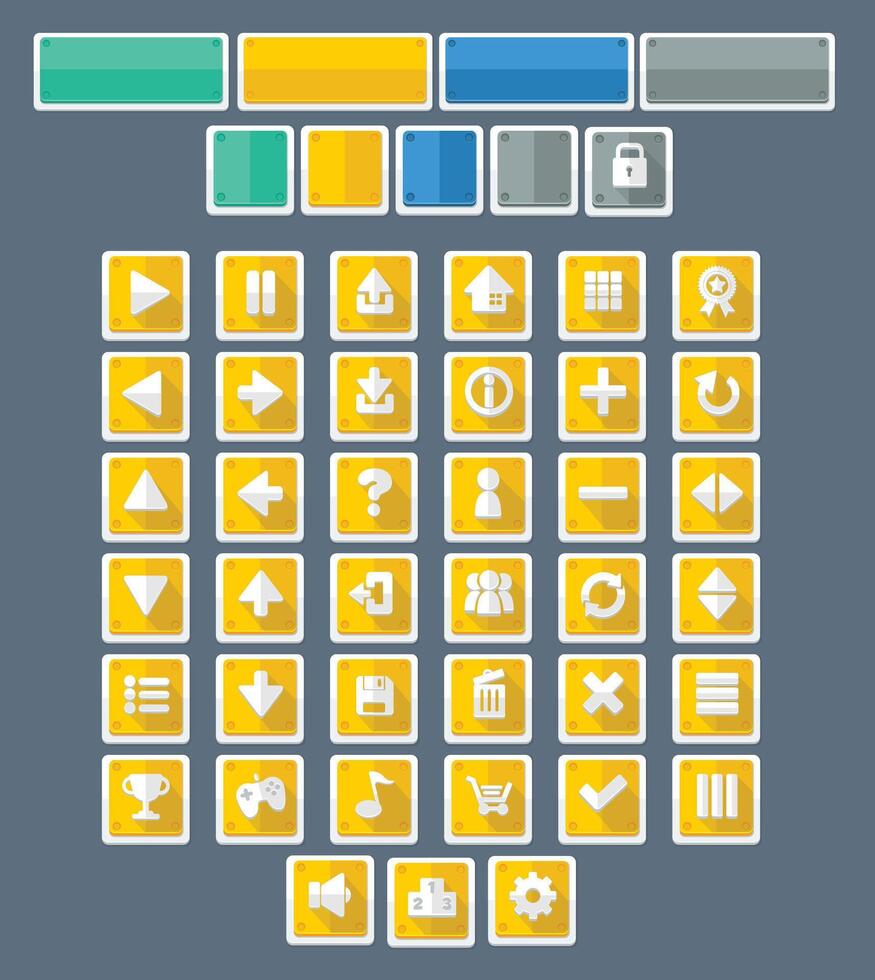 Yellow Casual Minimalist Game UI Button Pack vector