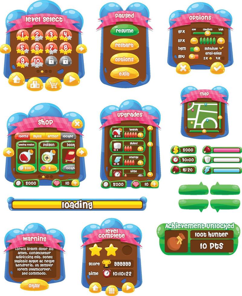 Jelly Game User Interface Window Panel vector