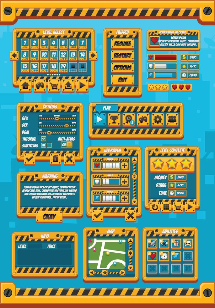 Construction Urban City Game UI Window Panel vector