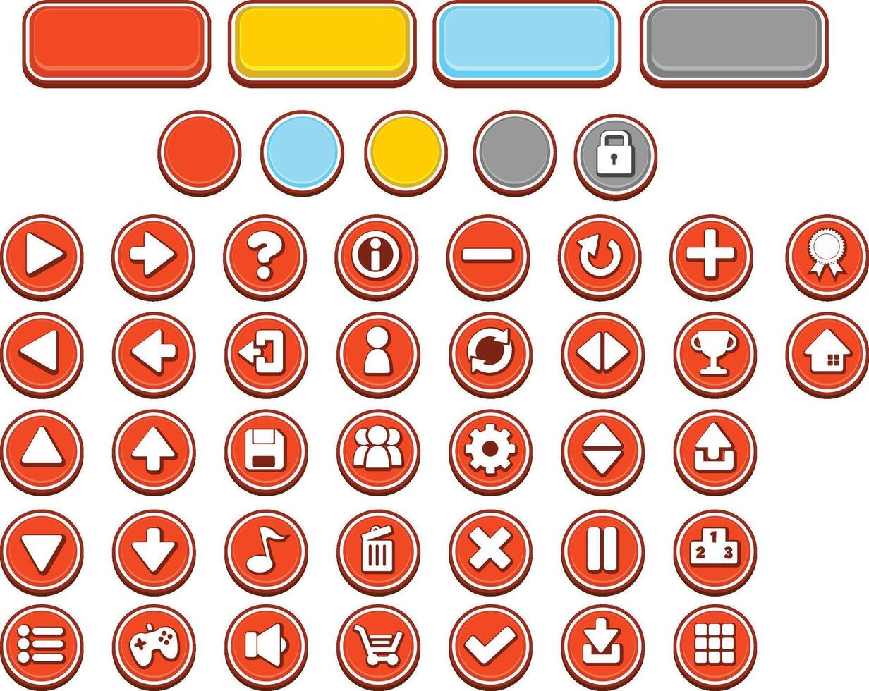Casual Minimalistic Red Game UI Button vector