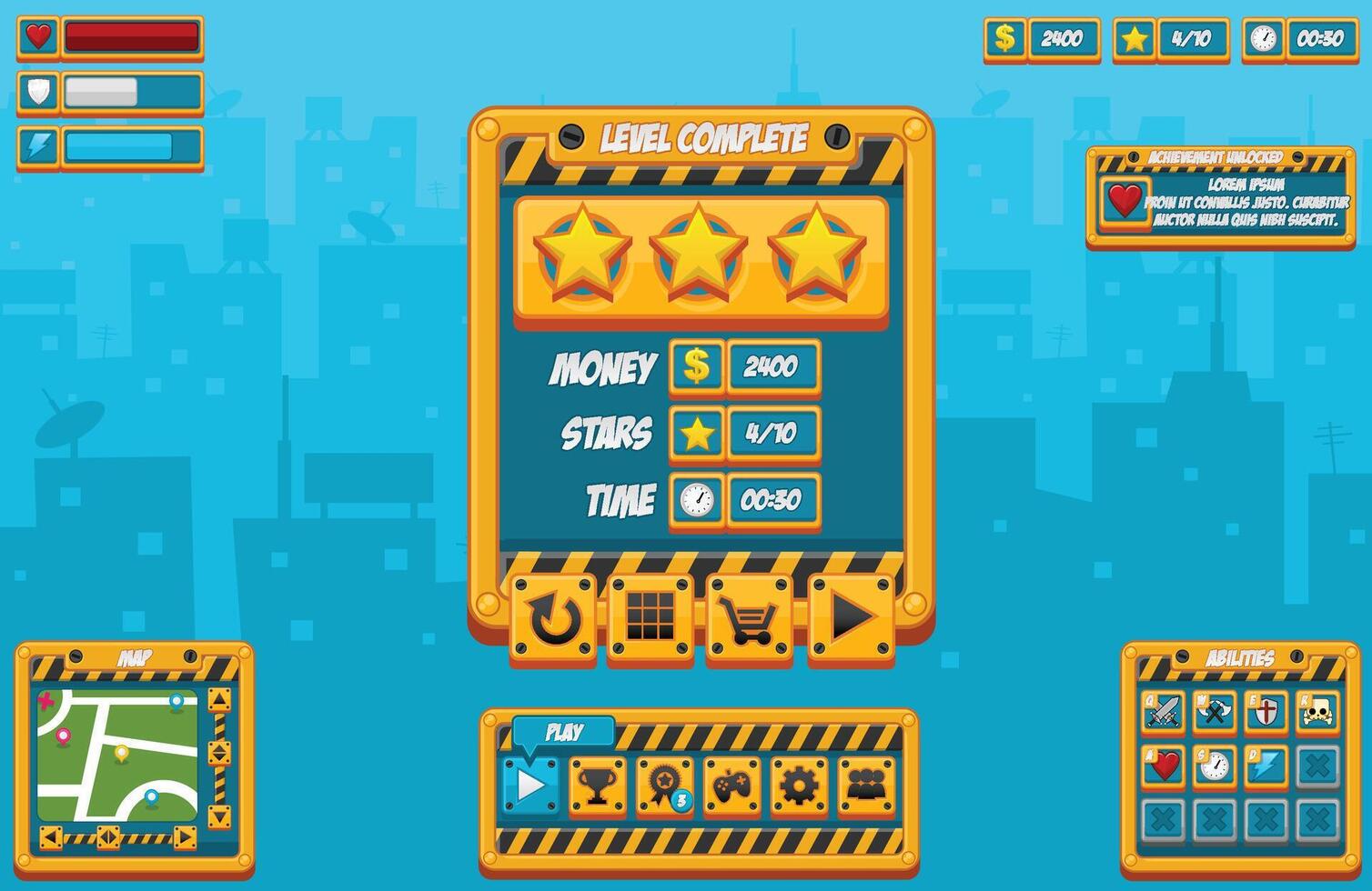 Urban Street City Builder Game User Interface vector