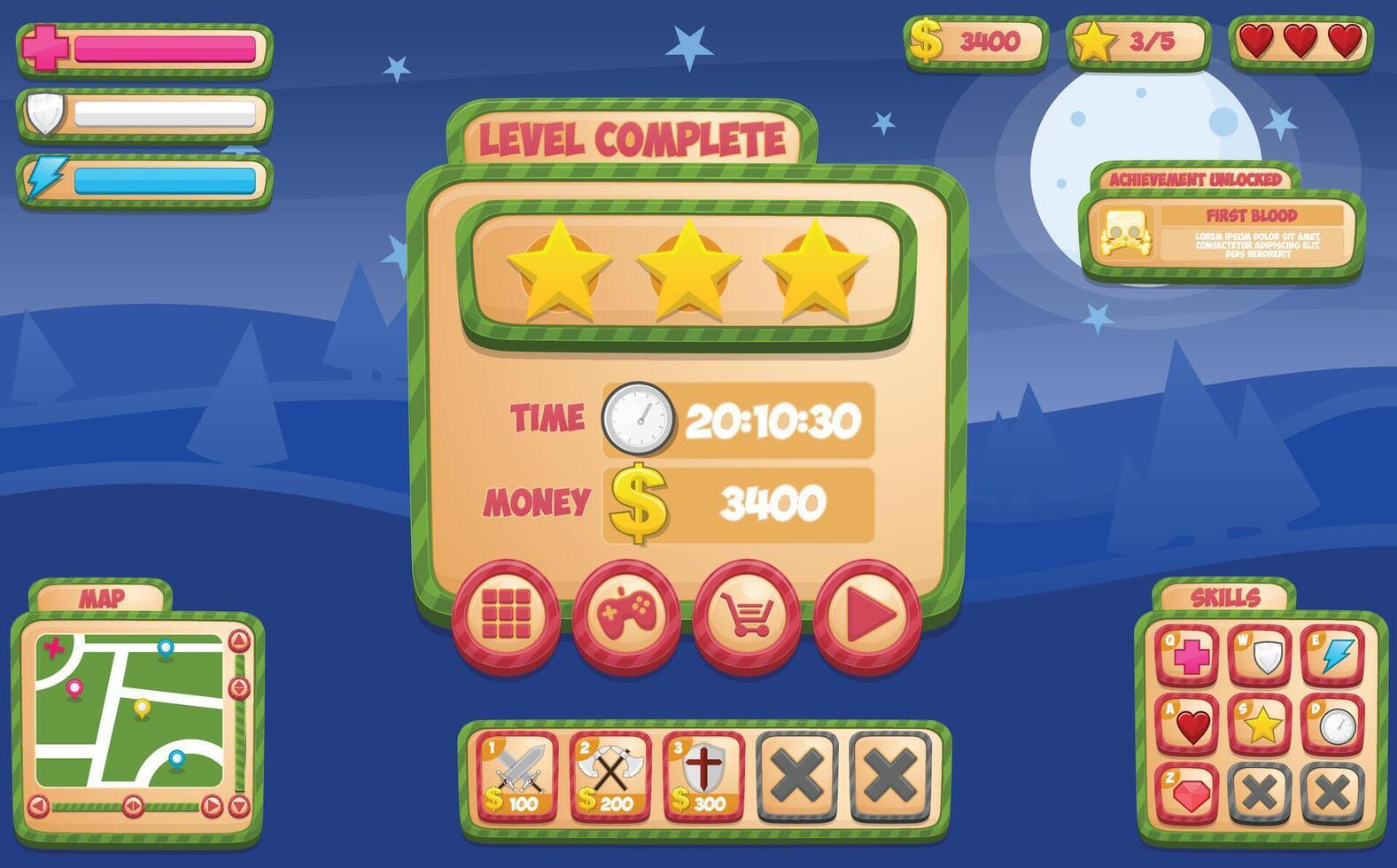 Christmas Winter Game User Interface vector