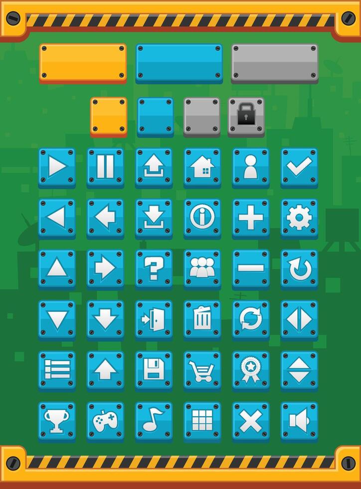 Blue Construction Urban City Game UI Button vector