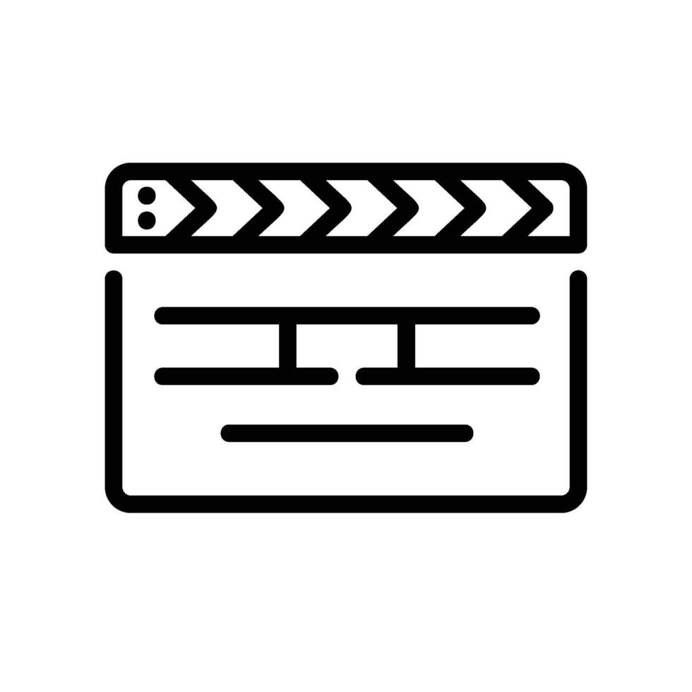 clapperboard Line Icon White Background vector