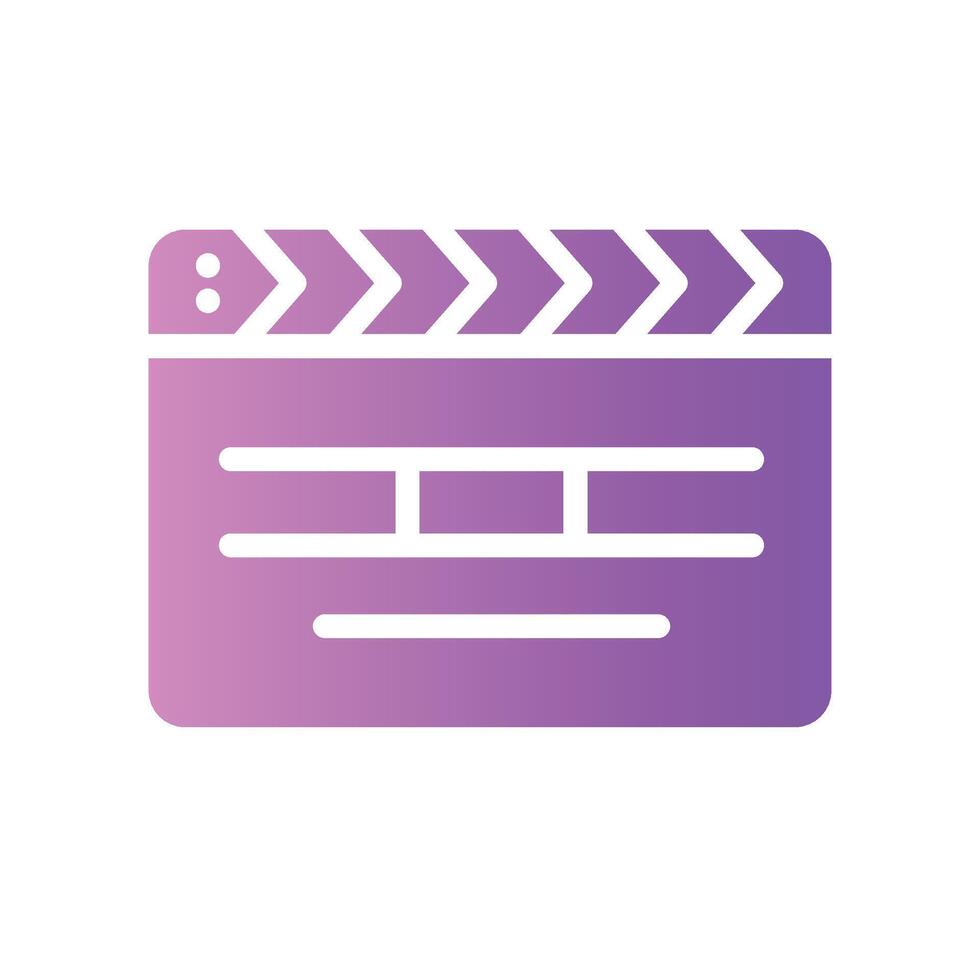 clapperboard Flat Gradient Icon White Background vector
