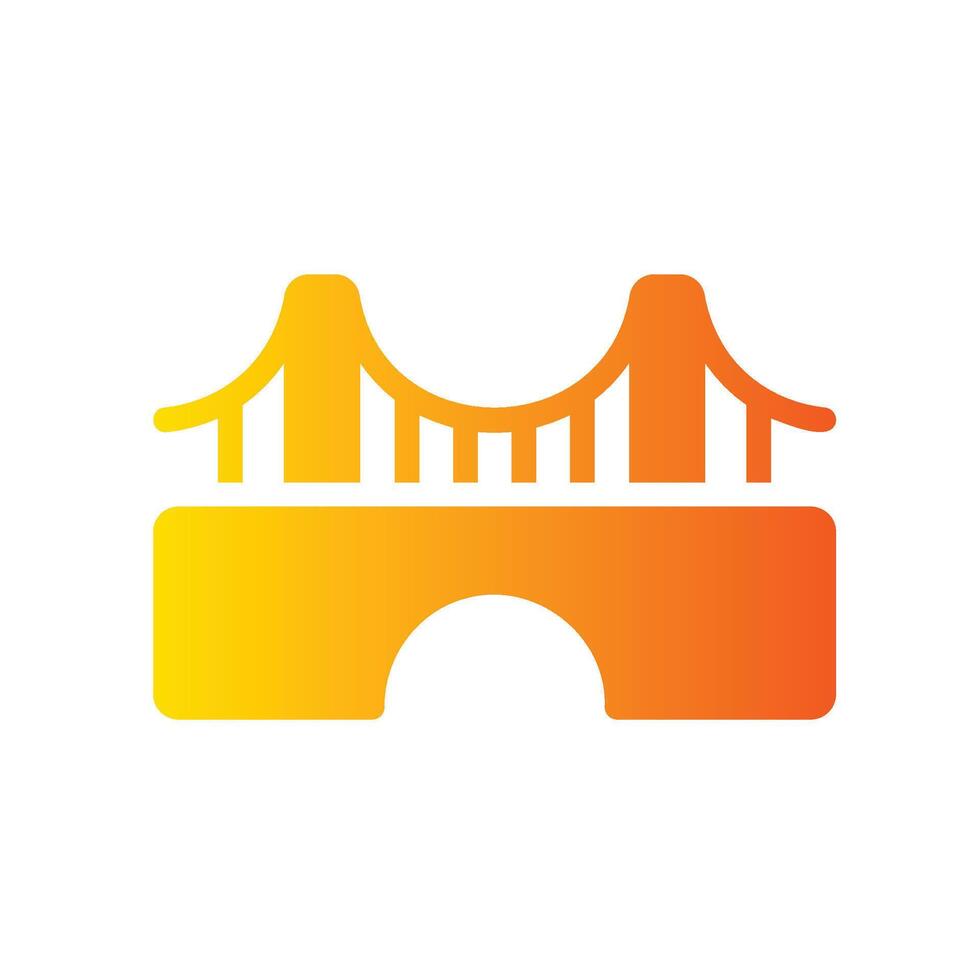 bridge Flat Gradient Icon White Background vector