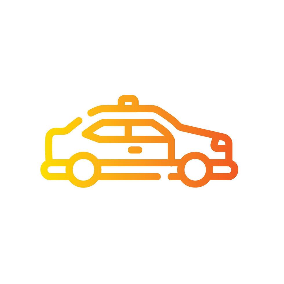 taxi Line Gradient Icon White Background vector