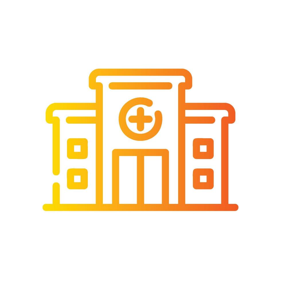 hospital Line Gradient Icon White Background vector