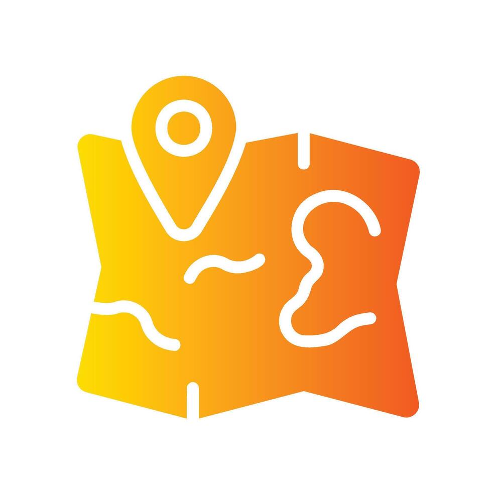 map Flat Gradient Icon White Background vector