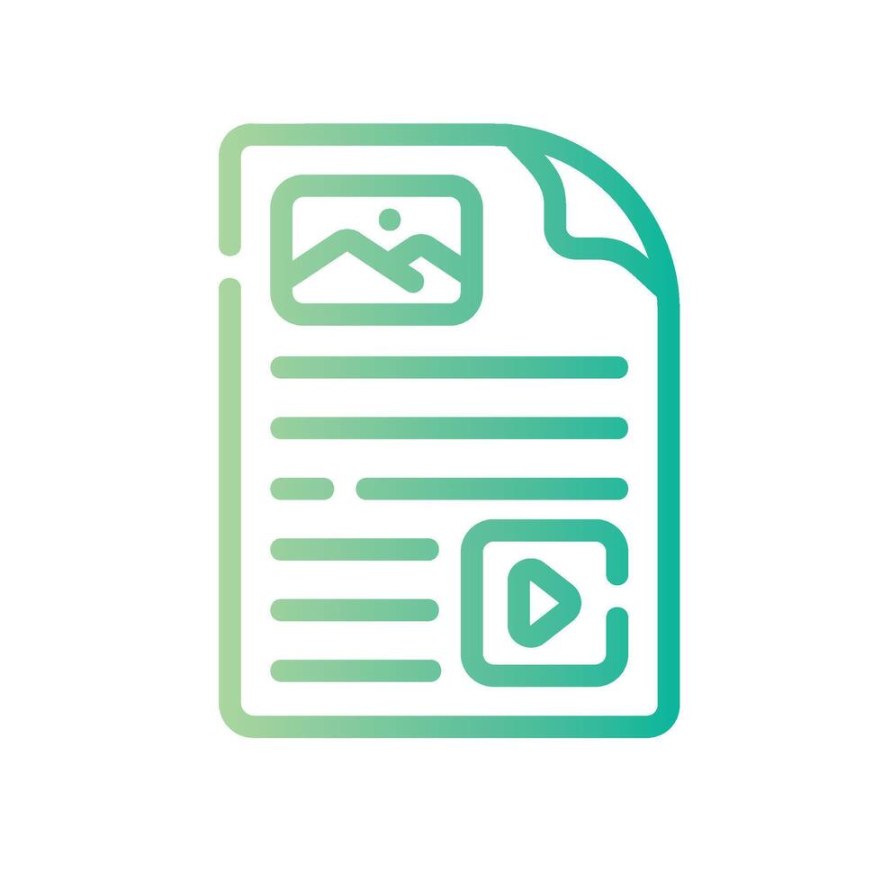 document Line Gradient Icon White Background vector