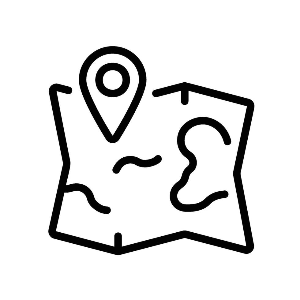 map Line Icon White Background vector