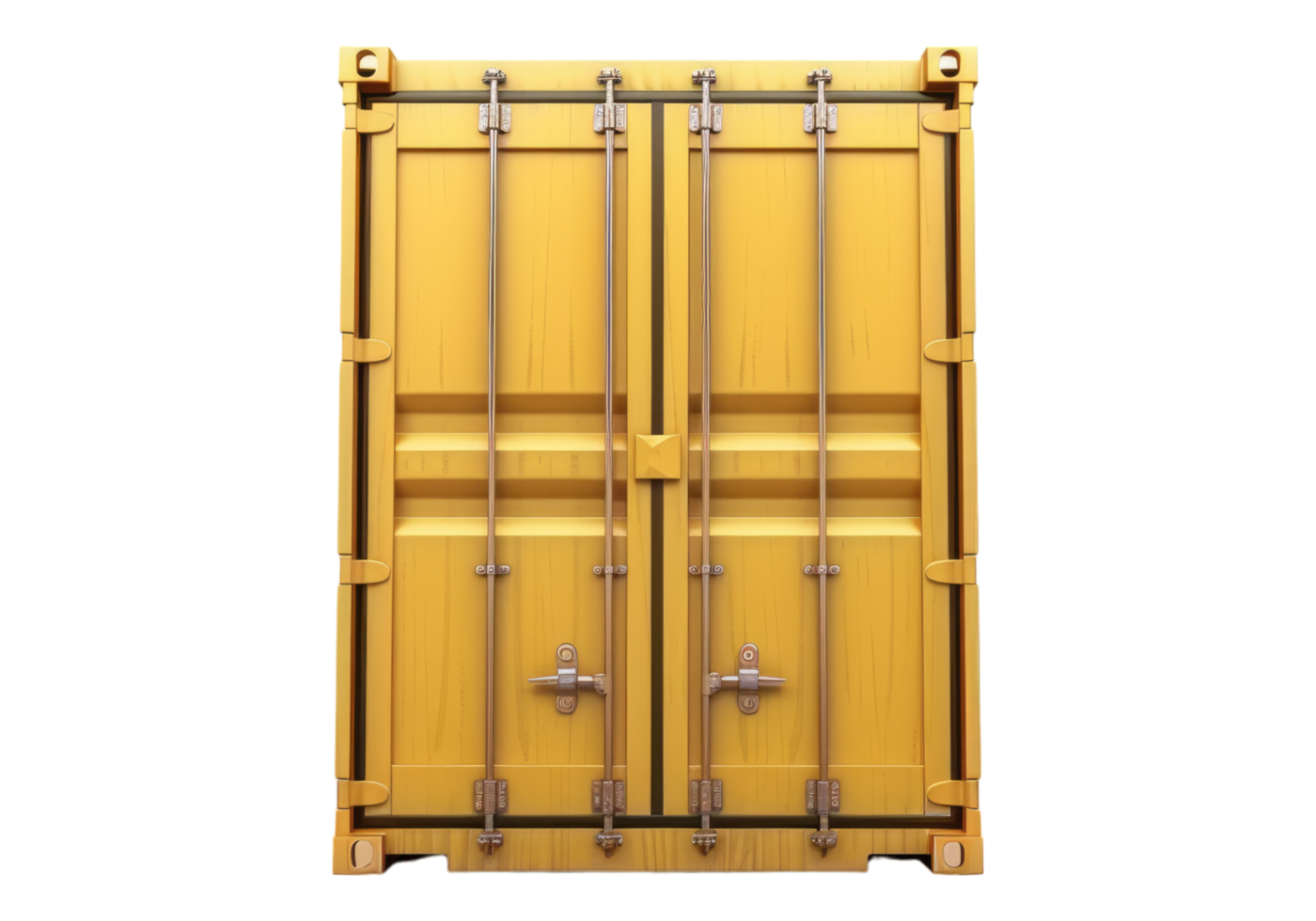 A yellow container with two doors on a transparent background png