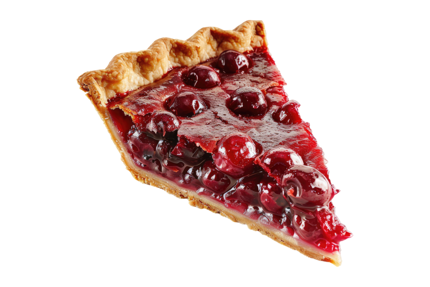 A slice of pie with cranberries on a transparent background png