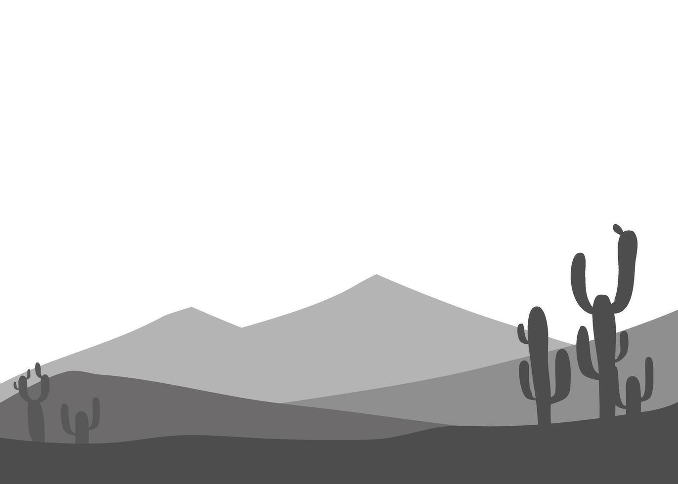 desert silhouette with dunes and cactus vector