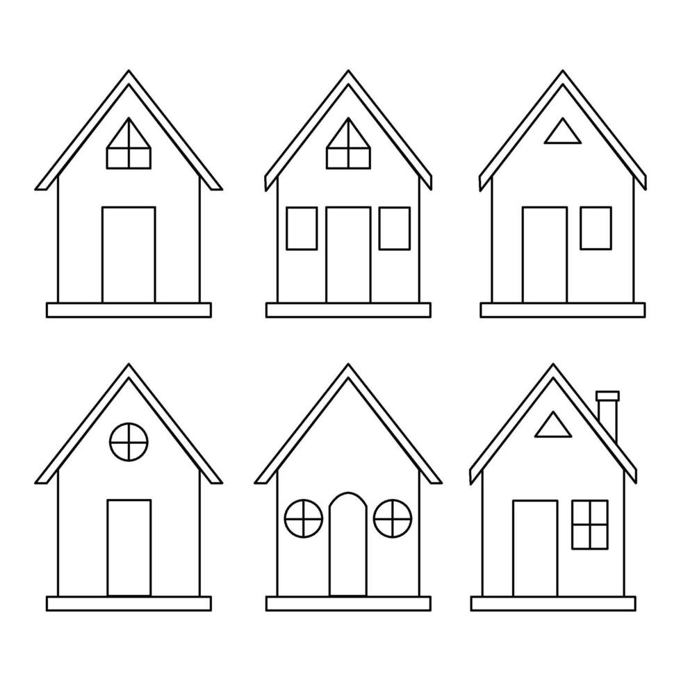 set of home icon with one outline vector