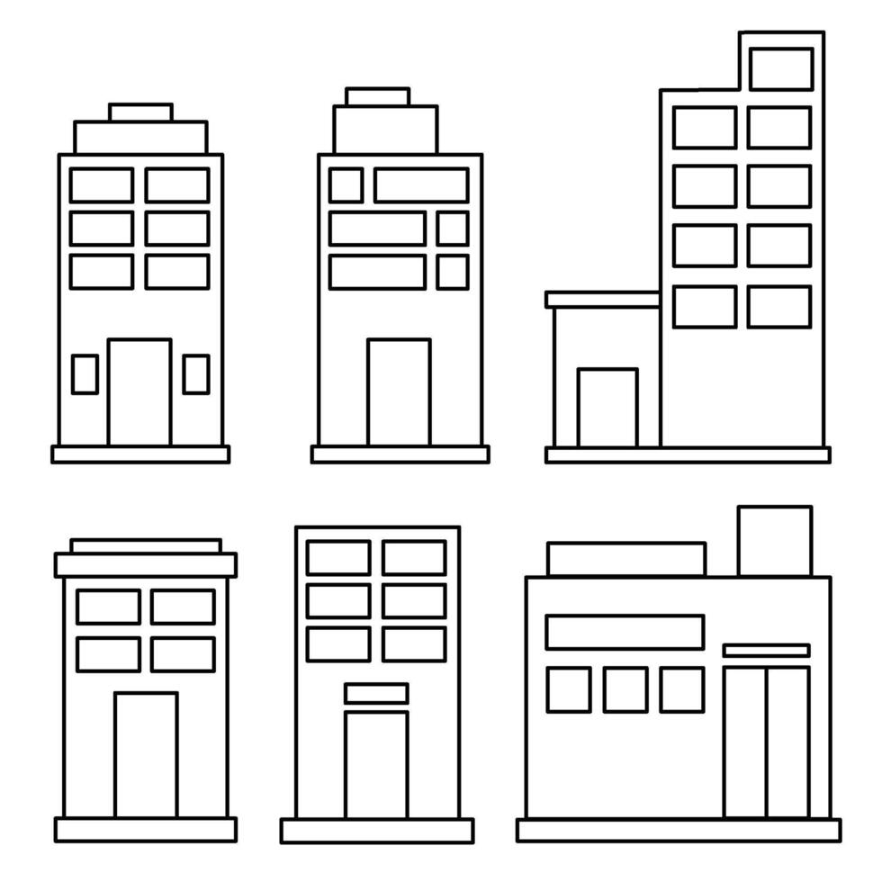 set of building icon vector
