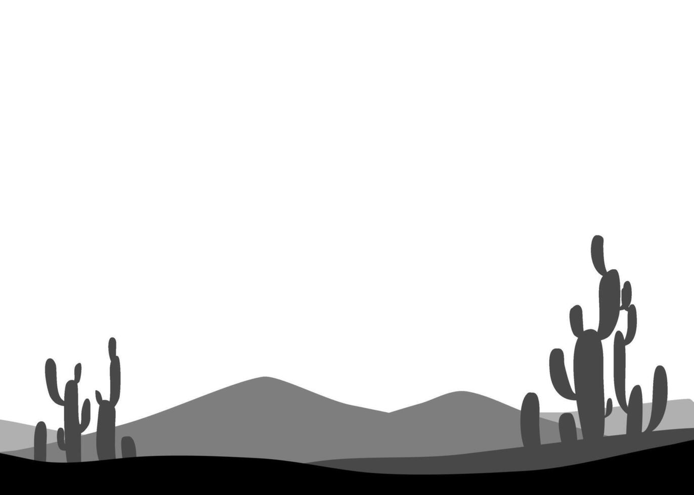 desert silhouette with dunes and cactus landscape vector