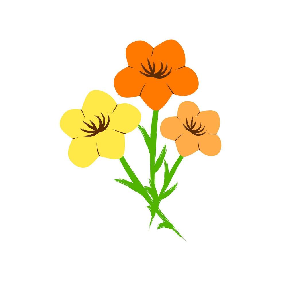Orange flower with leaves clipart drawing vector