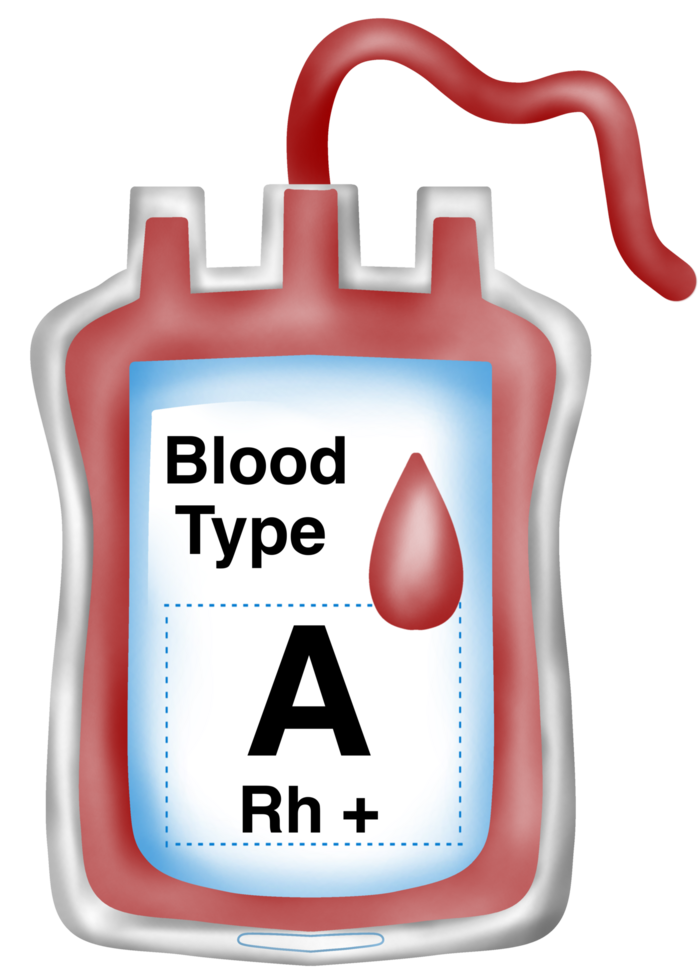 Blood bag of blood group A, Rh positive png