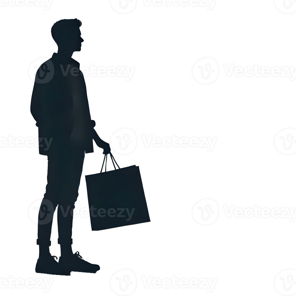 A cool guy holding a shopping bag png