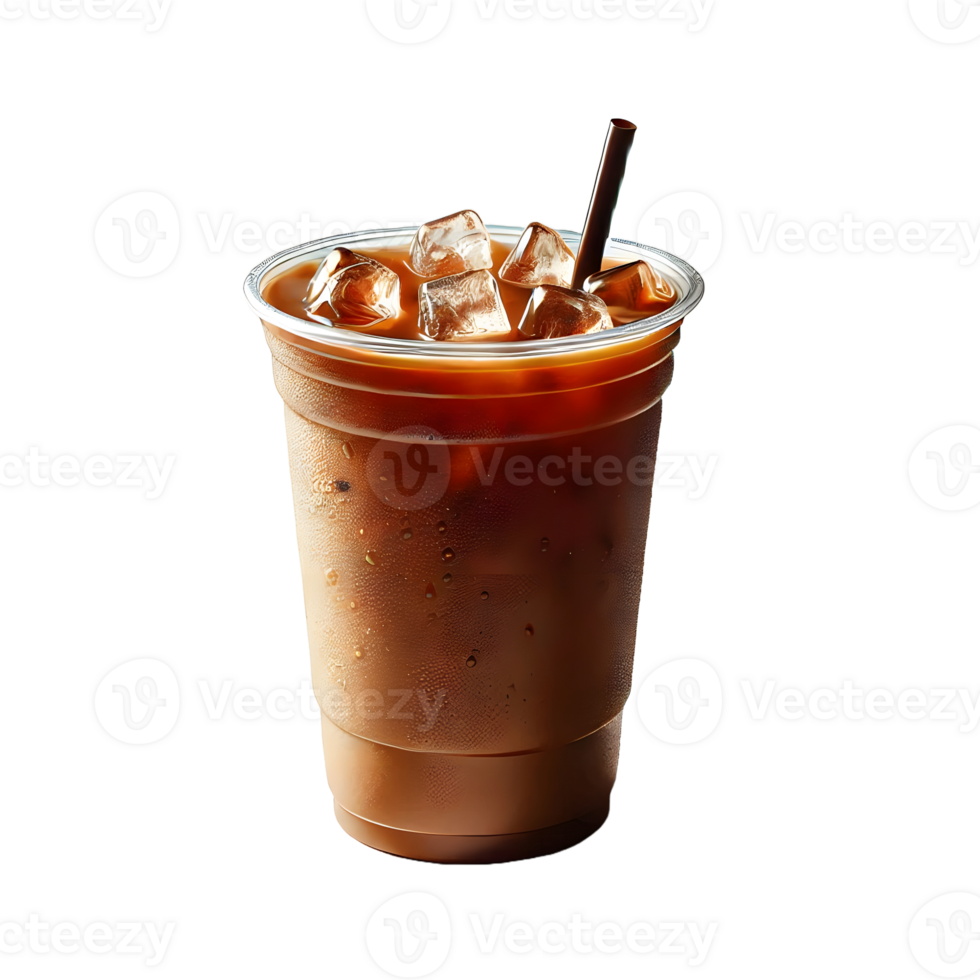 Illustration of a cold coffee cup with ice cubes in it png