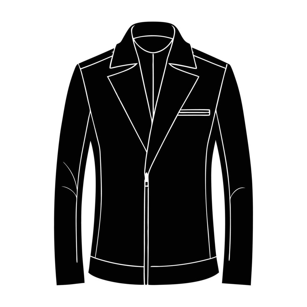 A simplified version of the jacket, with clean lines, no studs, and a matte finish silhouette vector