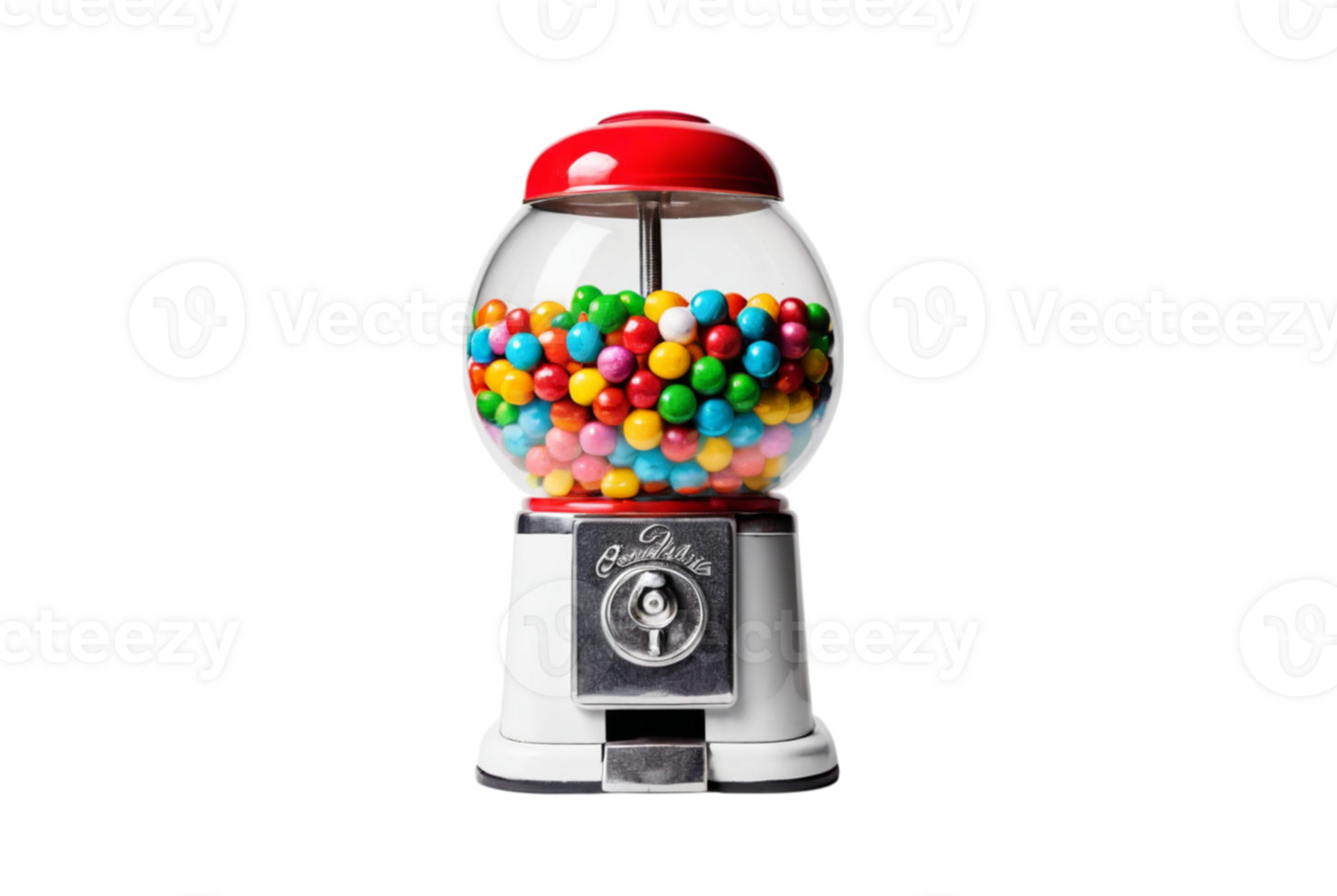 Gumball machine with colorful candies spark joy png