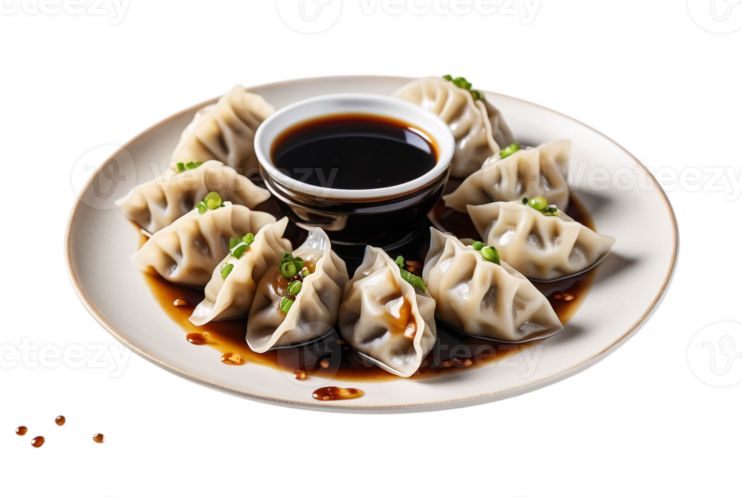 Delicious dumplings with soy sauce splashes tempt your taste buds png