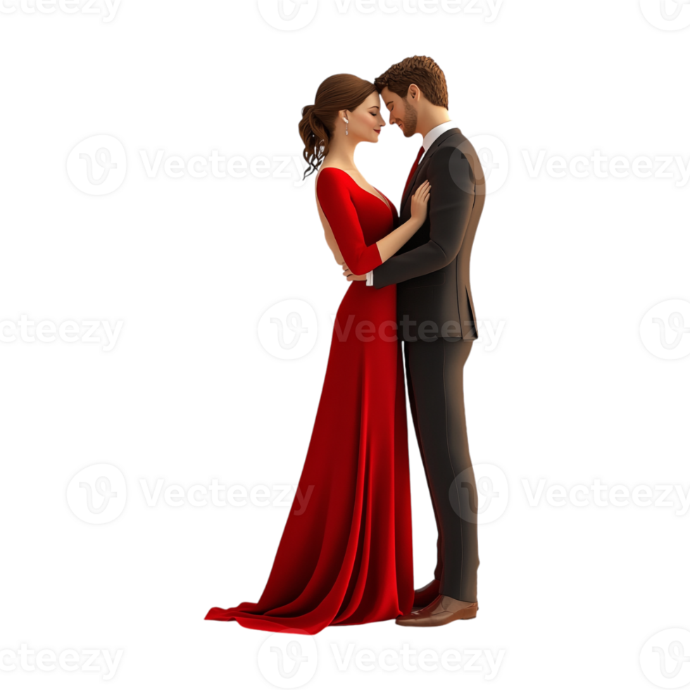 A man and woman in formal attire are embracing png