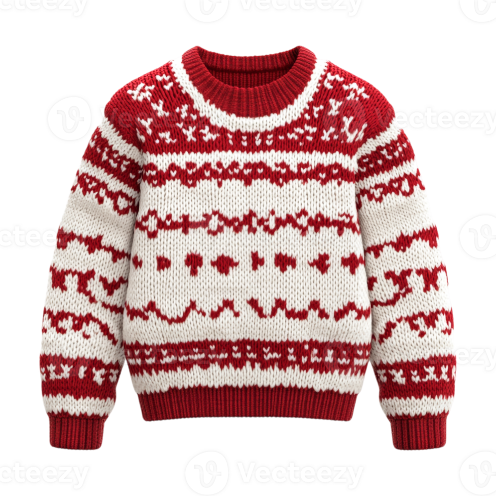 A sweater with red and white patterns on it png