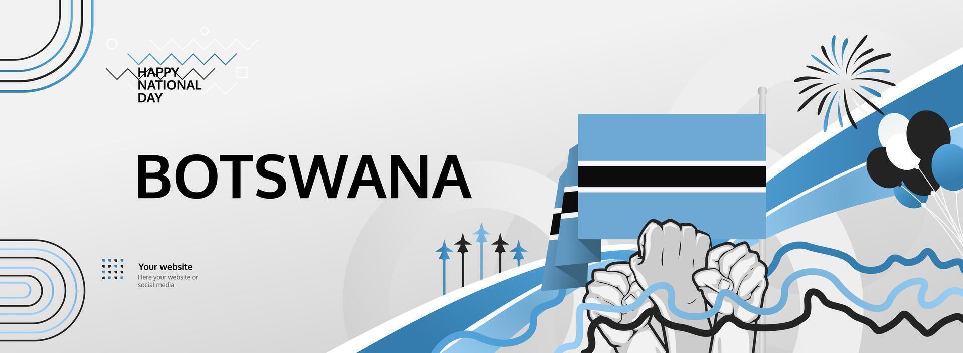 Botswana National Day festive banner background patriotic for national holiday celebrating. Happy Independence day of Botswana September 30th vector