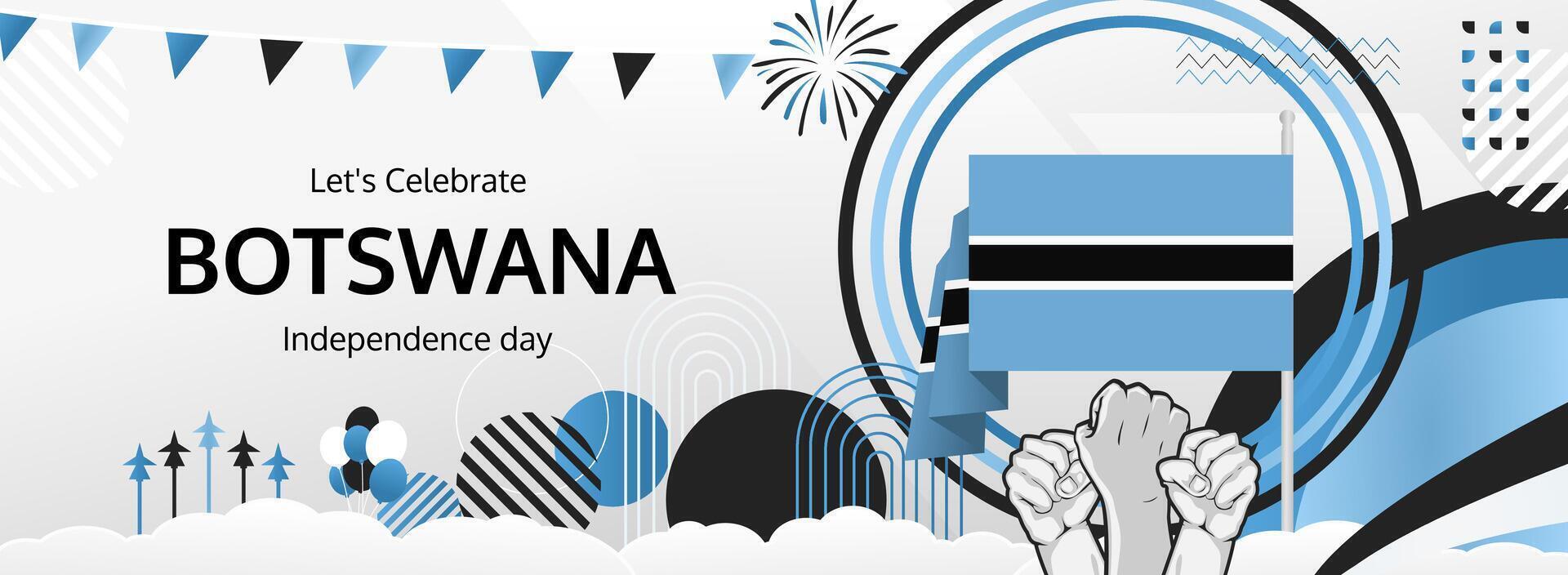 Botswana Independence Day horizontal banner. September 30th is celebrated as National Day of Botswana. Celebration poster banner for national holidays, promo, ads, and sale vector